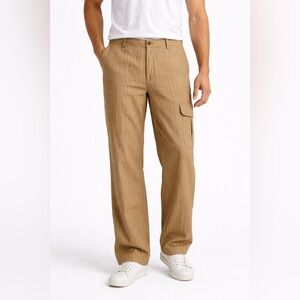 New Trevero Mens Linen Striped Trousers Cargo Pants 34x32 Gorpcore Indie Sleeve